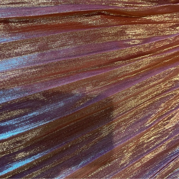 Metallic Rose Gold Pleated Party Dress - Picture 3 of 4